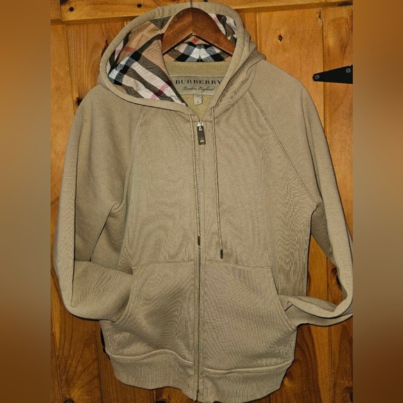 Burberry Tan Hoodie with Checkered Lining